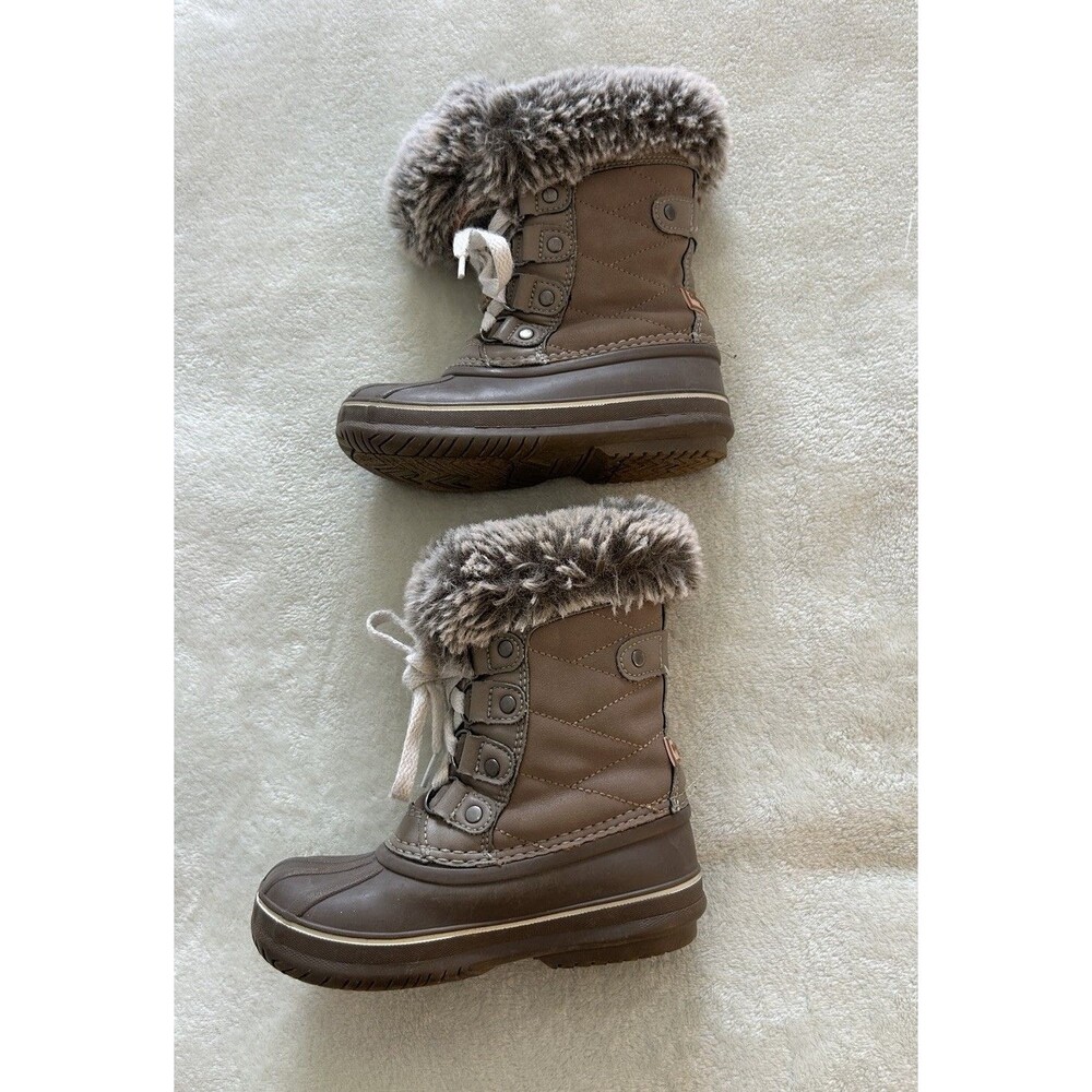 London Fog Snow Boots Size 9 Toddler Enfield Taupe Waterproof Fur Lined